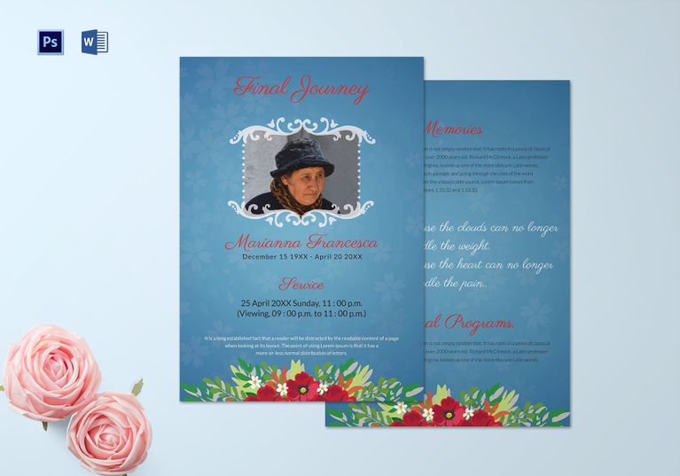 Editable Funeral Memorial Program Template In Adobe Photoshop