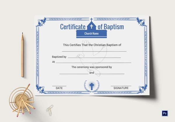 Christian Baptism Certificate Template In Adobe Photoshop Microsoft Word