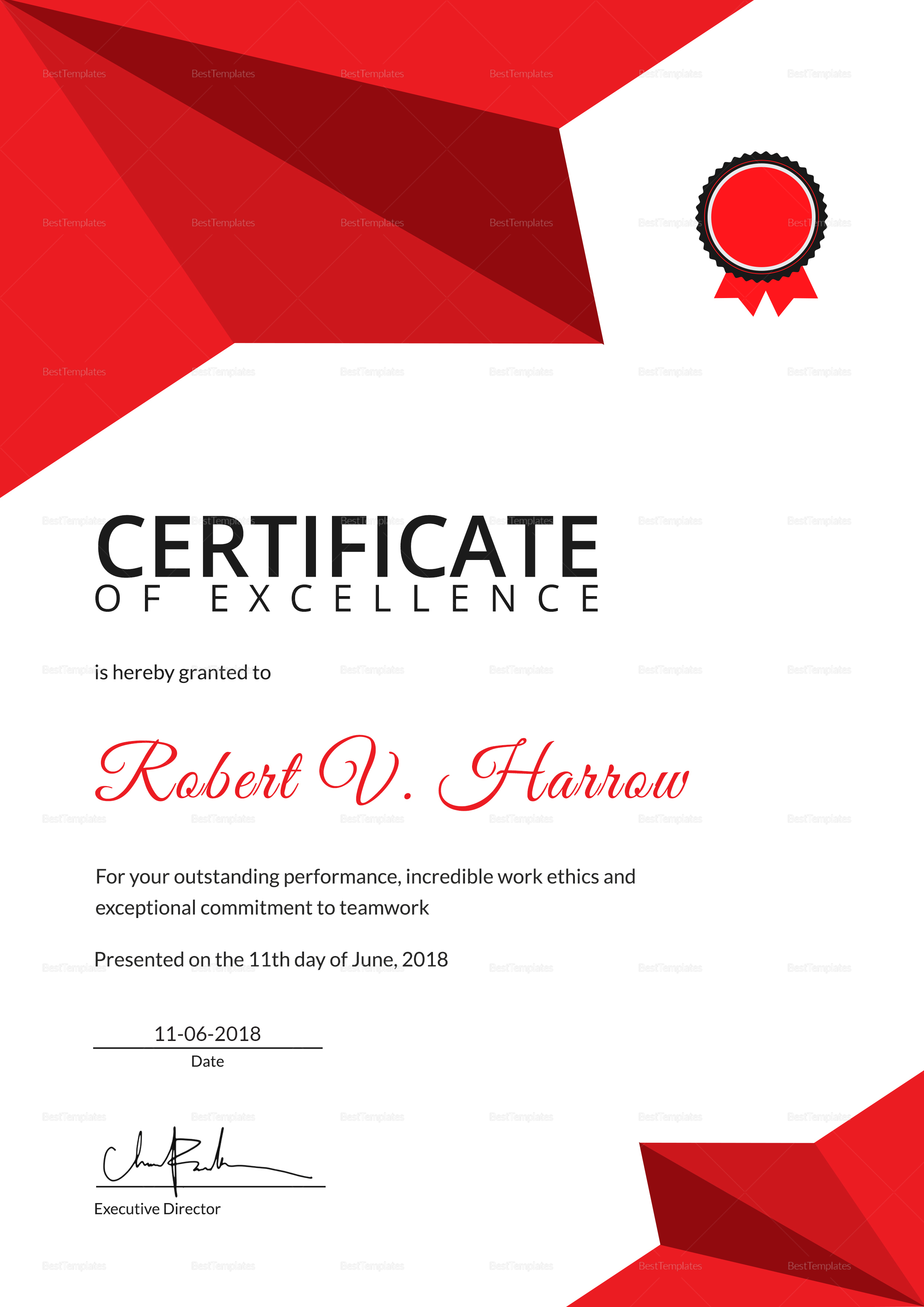 Sample Certificate of Coach Excellence Template