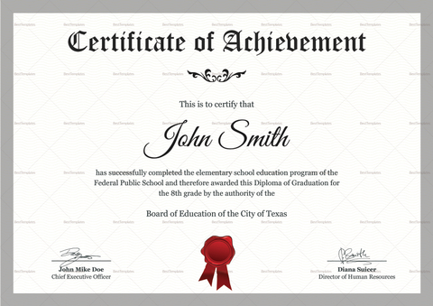 Elementary School Certificate Design Template in PSD, Word