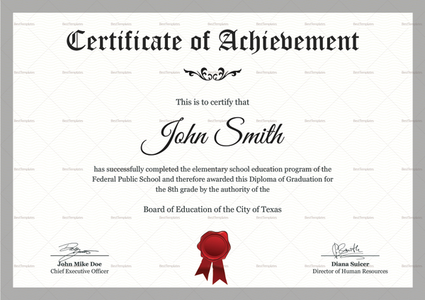 Elementary School Certificate Design Template in PSD, Word