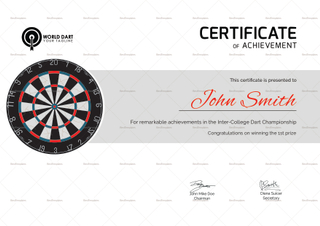 Certificate of Dart Participation Design Template in PSD, Word