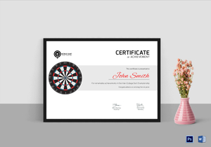 darts certificate designs templates in word psd directors minutes template