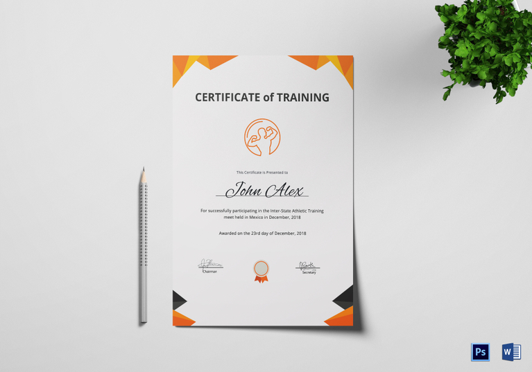 Physical Fitness Training Certificate Design Template In PSD, Word