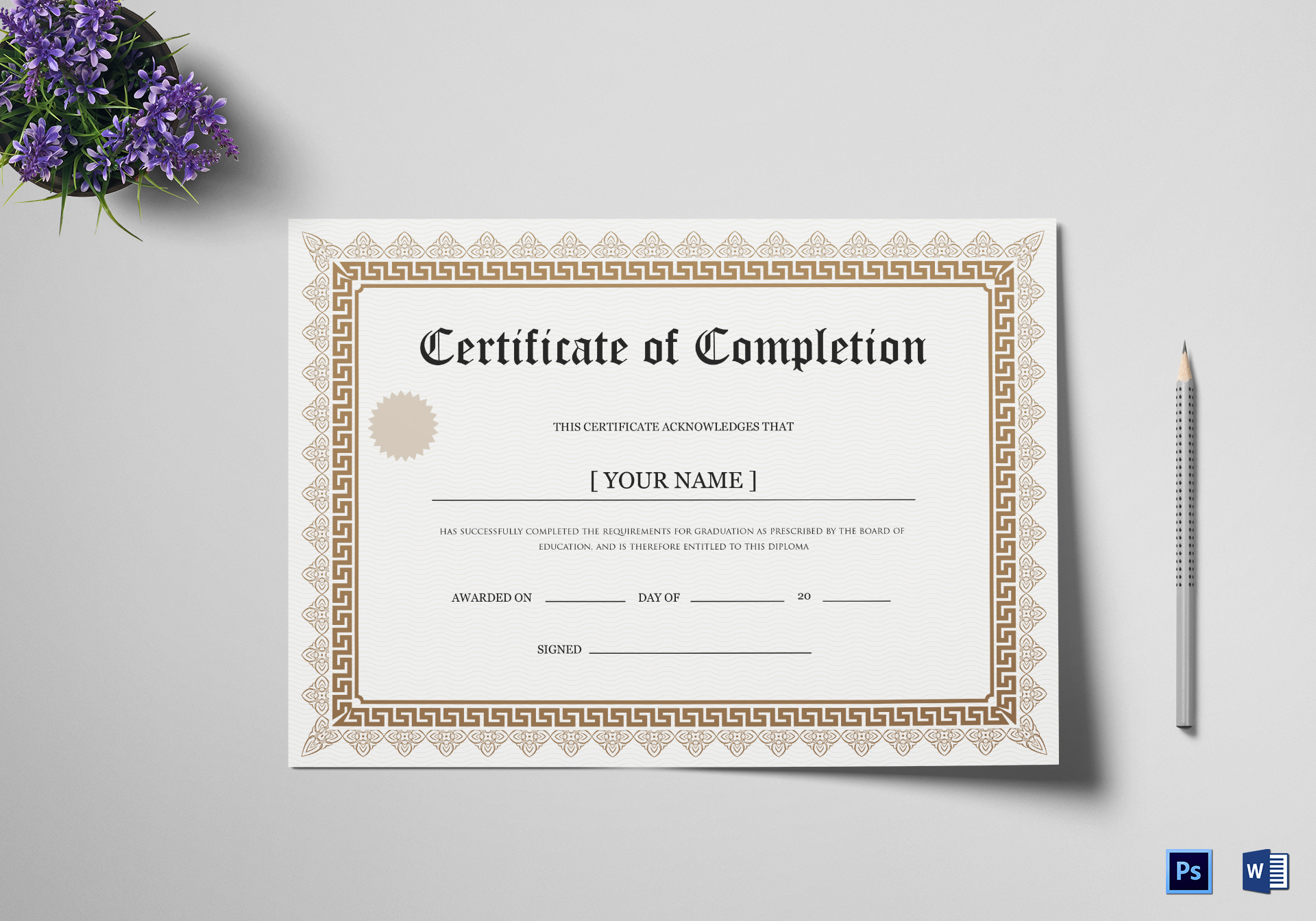 Bachelor Degree Completion Certificate Template