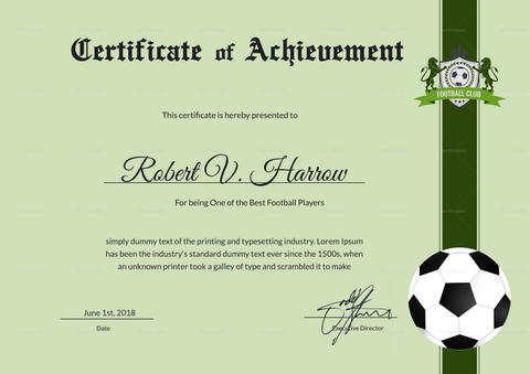 Football Achievement Award Design Template in PSD, Word