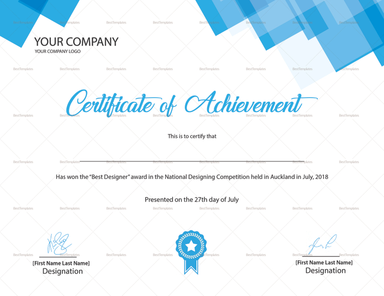 Best Designer Achievement Certificate Design Template in PSD, Word