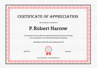 School Appreciation Certificate Design Template in PSD, Word