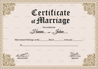 Keepsake Marriage Certificate Design Template in PSD, Word