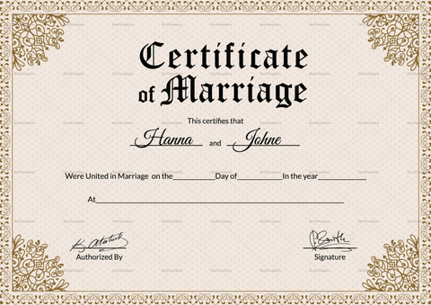 Keepsake Marriage Certificate Design Template in PSD, Word