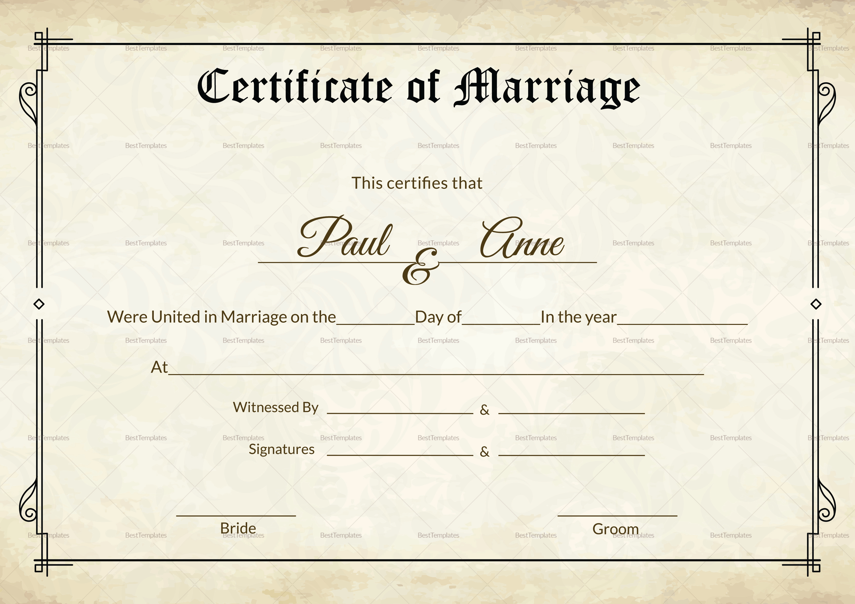 Free Marriage Certificate Template