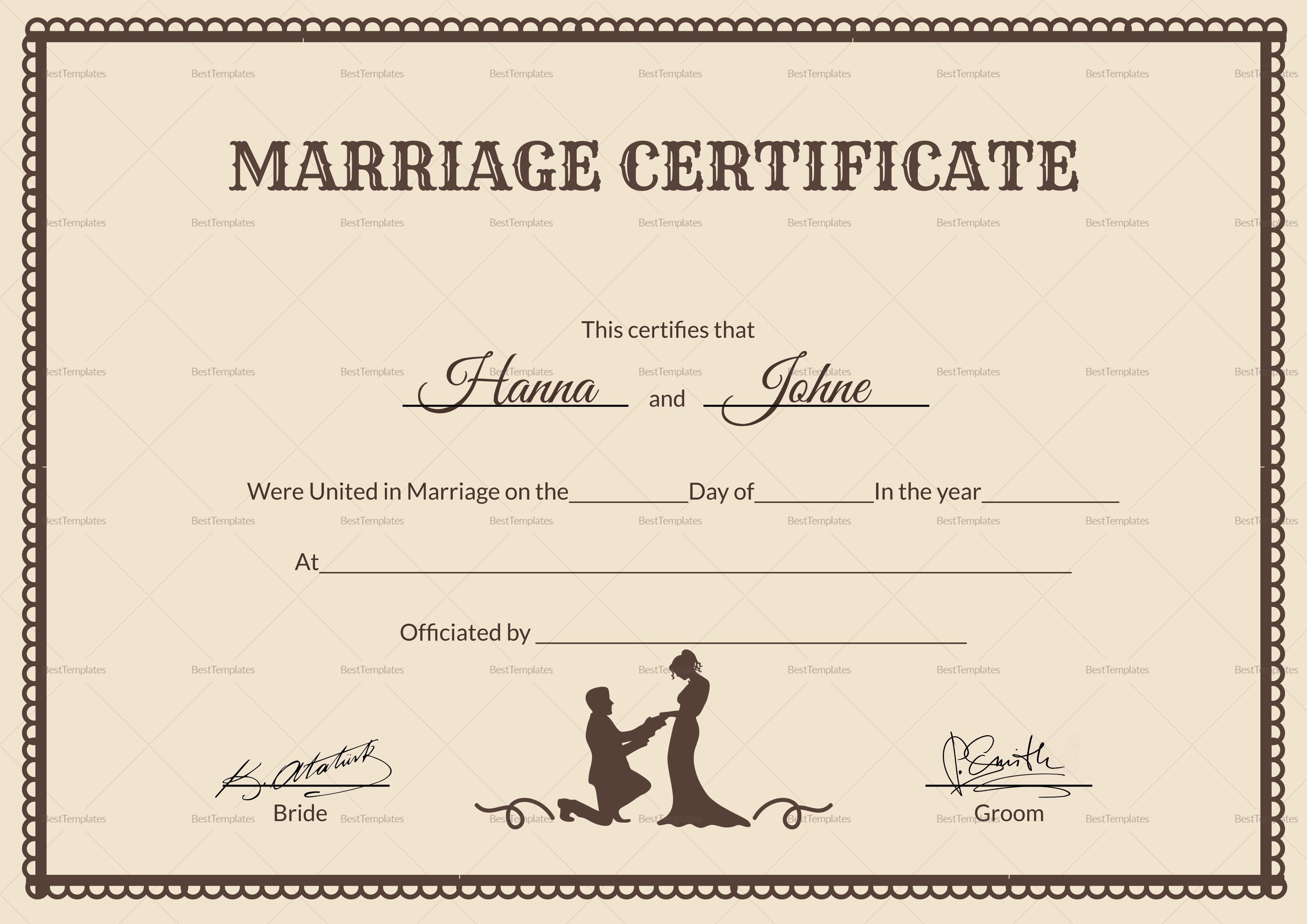 Certificate Of Marriage Template  Best Template Ideas Regarding Blank Marriage Certificate Template