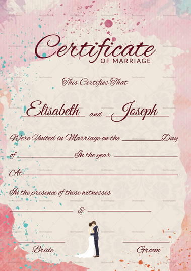 Christian Marriage Certificate Design Template in PSD, Word