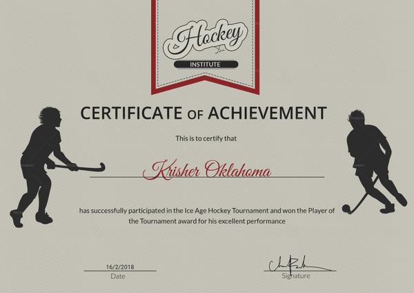 Hockey Certificate Templates