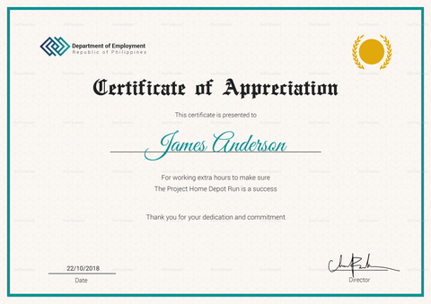 Employee Service Certificate Design Template in PSD Word