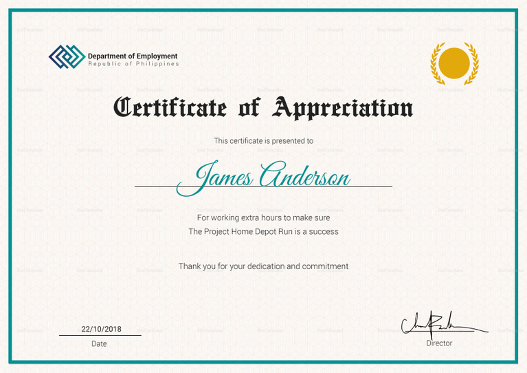 Employee Service Certificate Design Template in PSD, Word