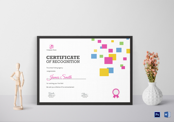 Emerging United Fishing Certificate Design Template in PSD, Word
