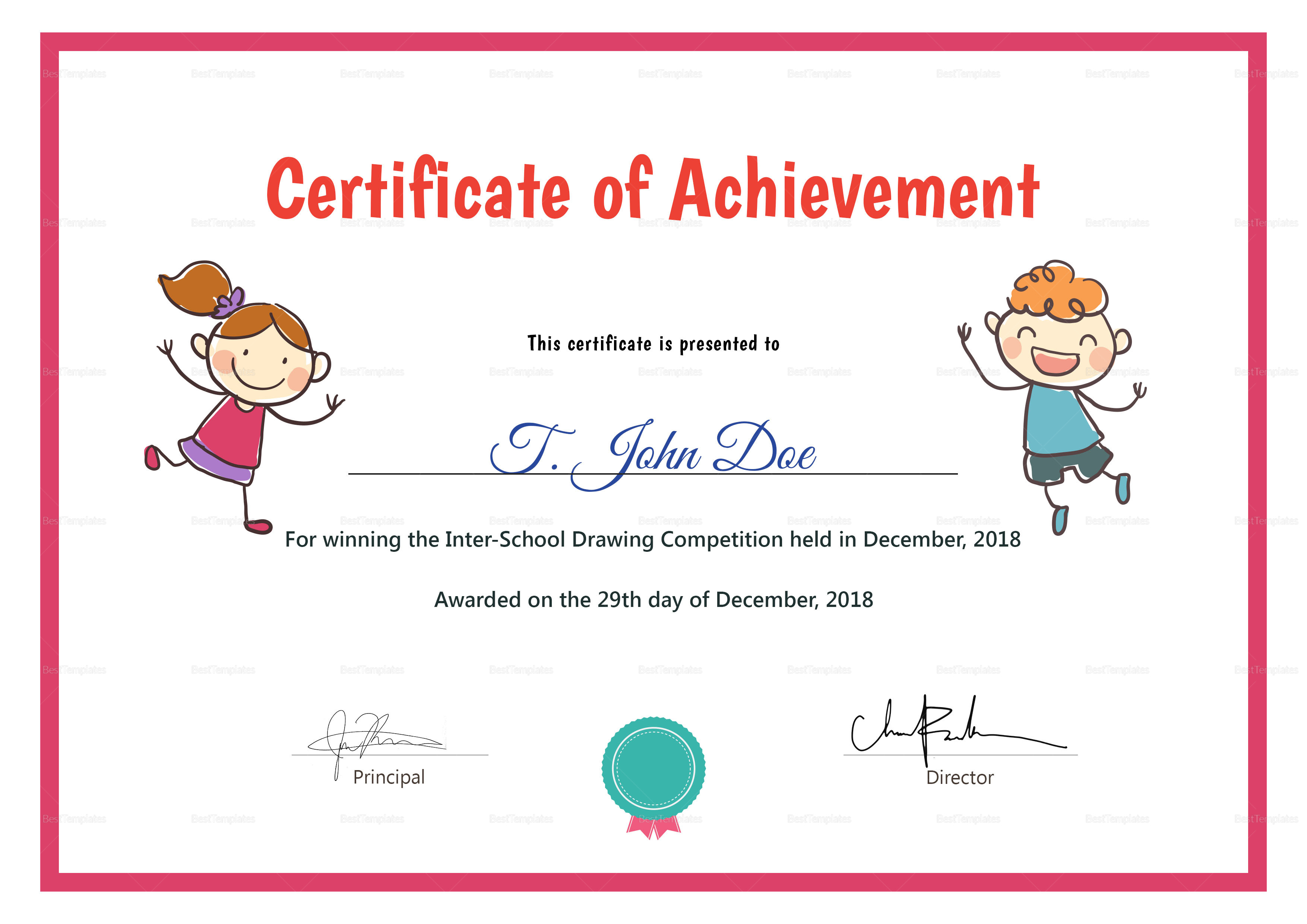 Preschool Certificate Design Template In PSD Word