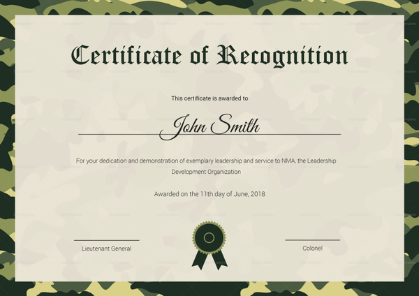 Air Cadet Recognition Certificate Design Template in PSD, Word