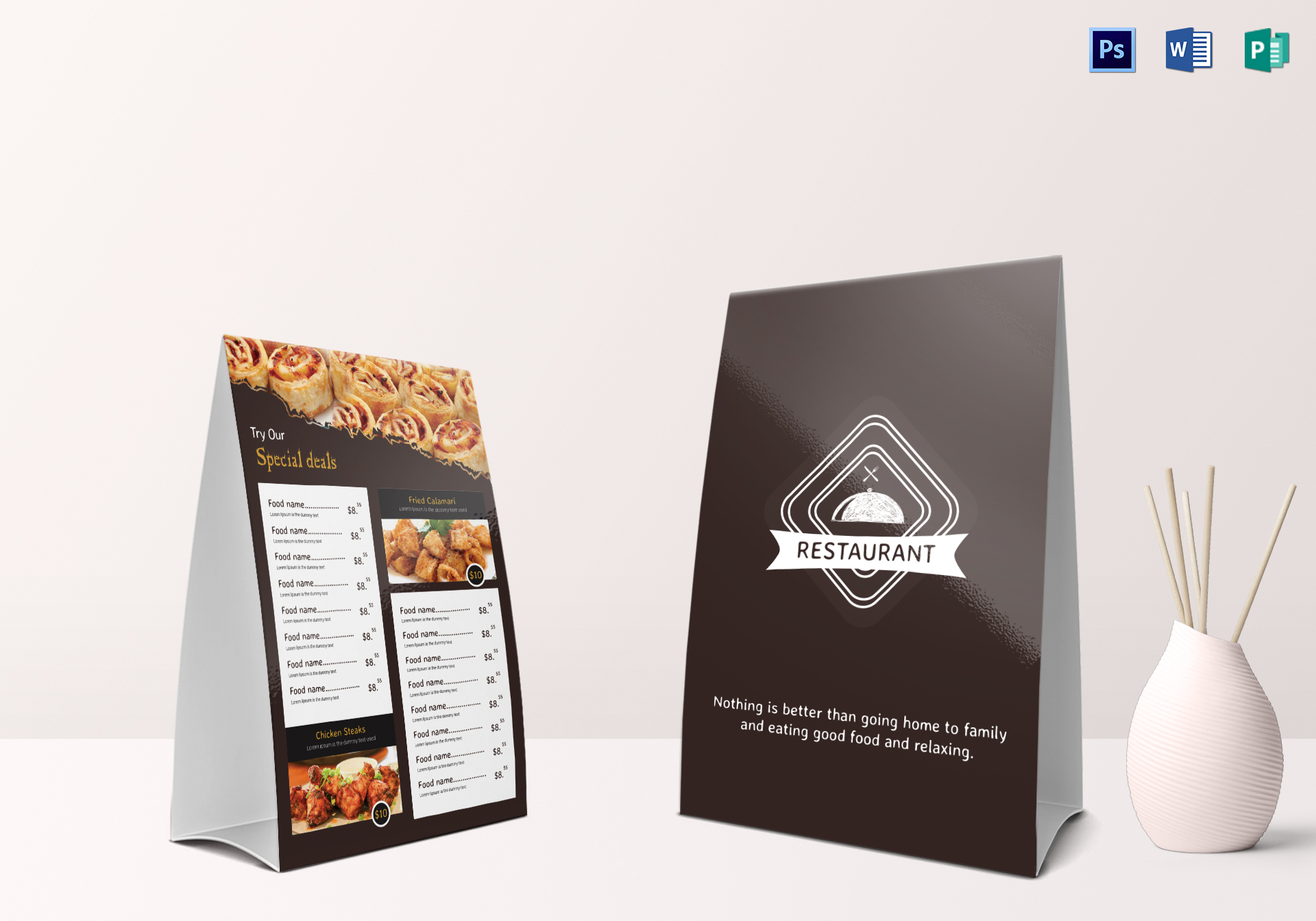 Restaurant Table Tent Menu Design Template in PSD, Word, Publisher Within Table Tent Template Word