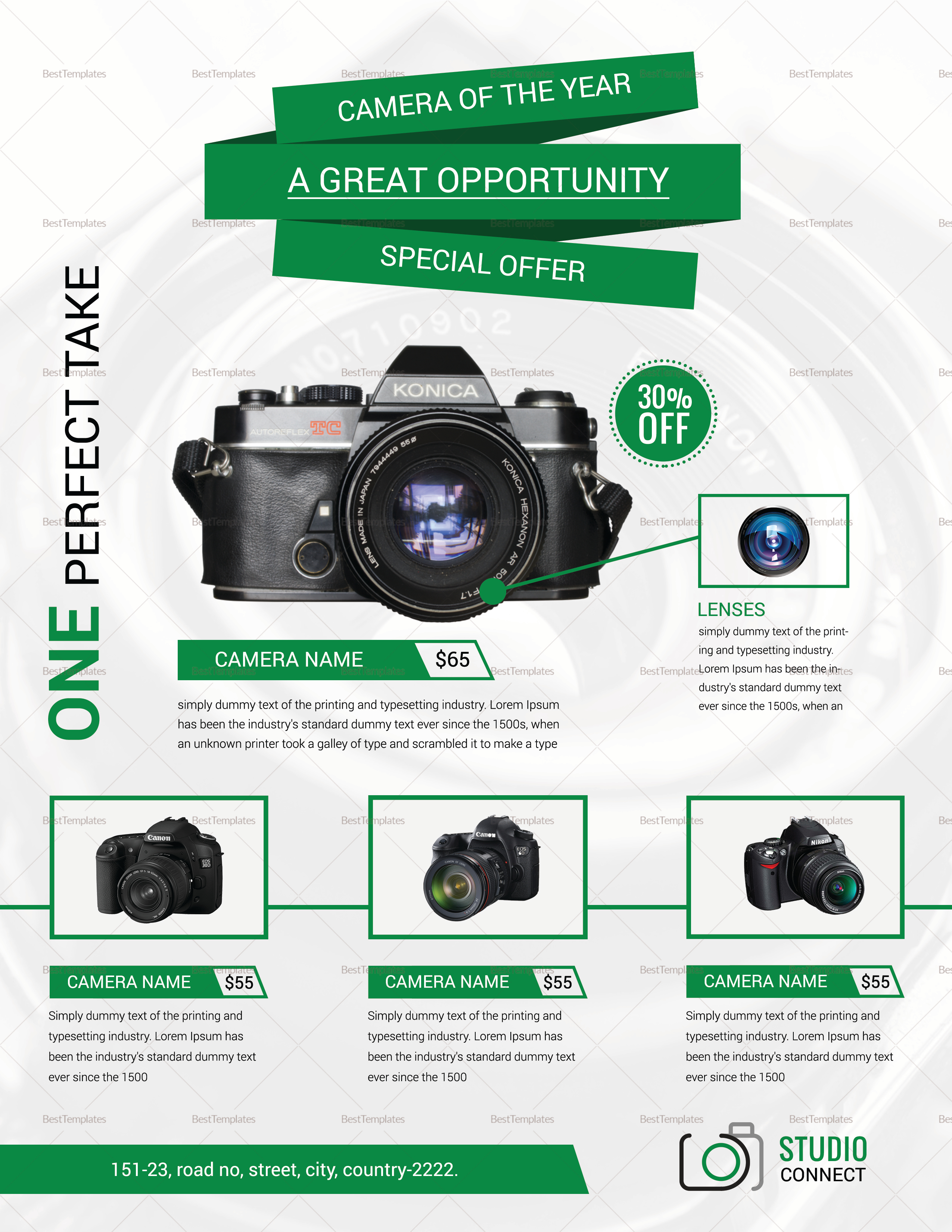 Camera Promotional Flyer Design Template in PSD, Word, Publisher