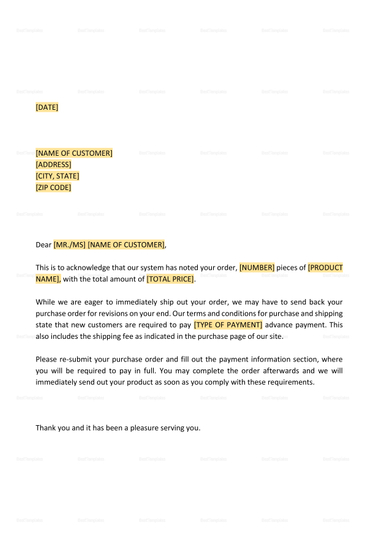 Return of Purchase Order and Demand for Advance Payment Template in ...