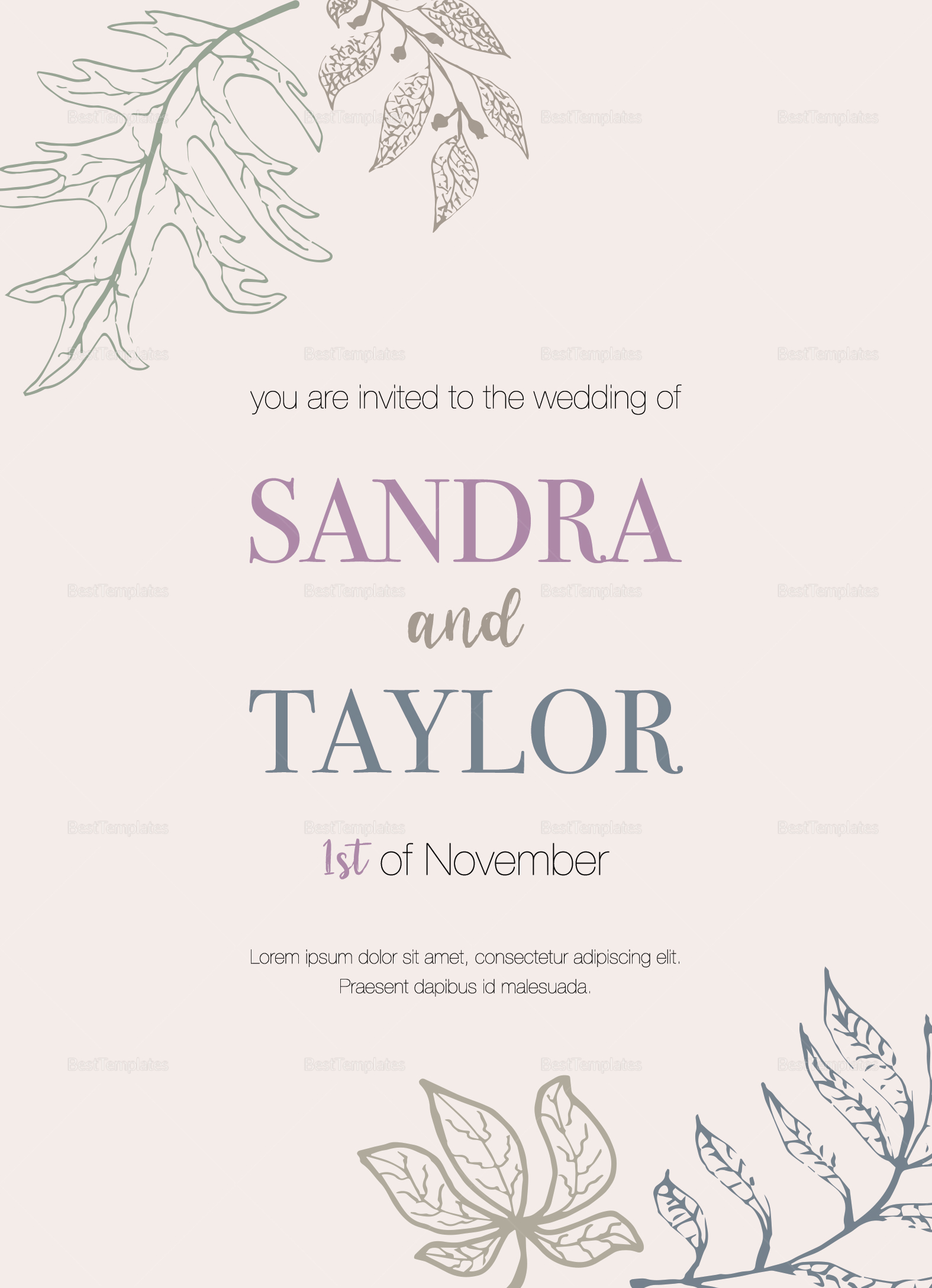 Fall Wedding Invitation Template