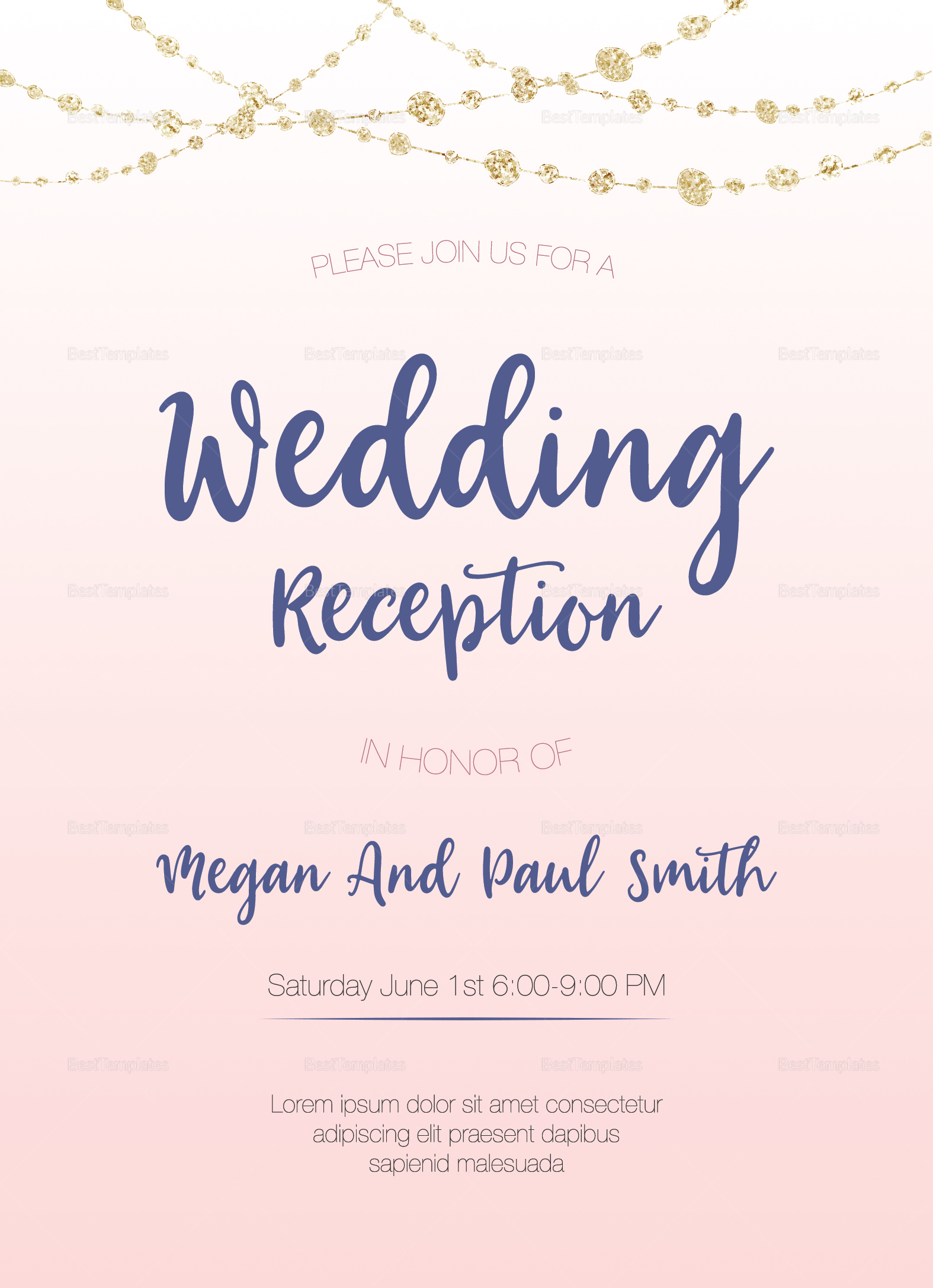 Reception Card Template Free Download Printable Templates