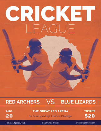 Cricket League Flyer Design Template in PSD, Word, Publisher ...