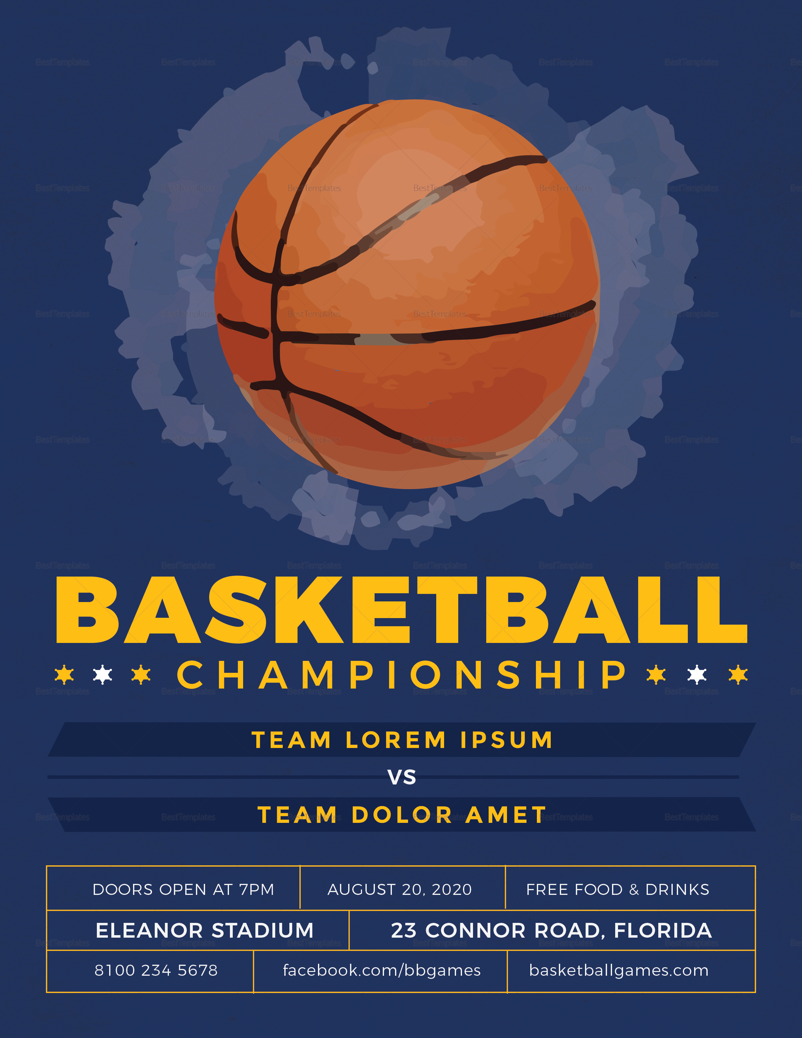 Basketball Flyer Design Template In PSD Word Publisher Illustrator Basketball Flyer Design Template In PSD Word Publisher Illustrator