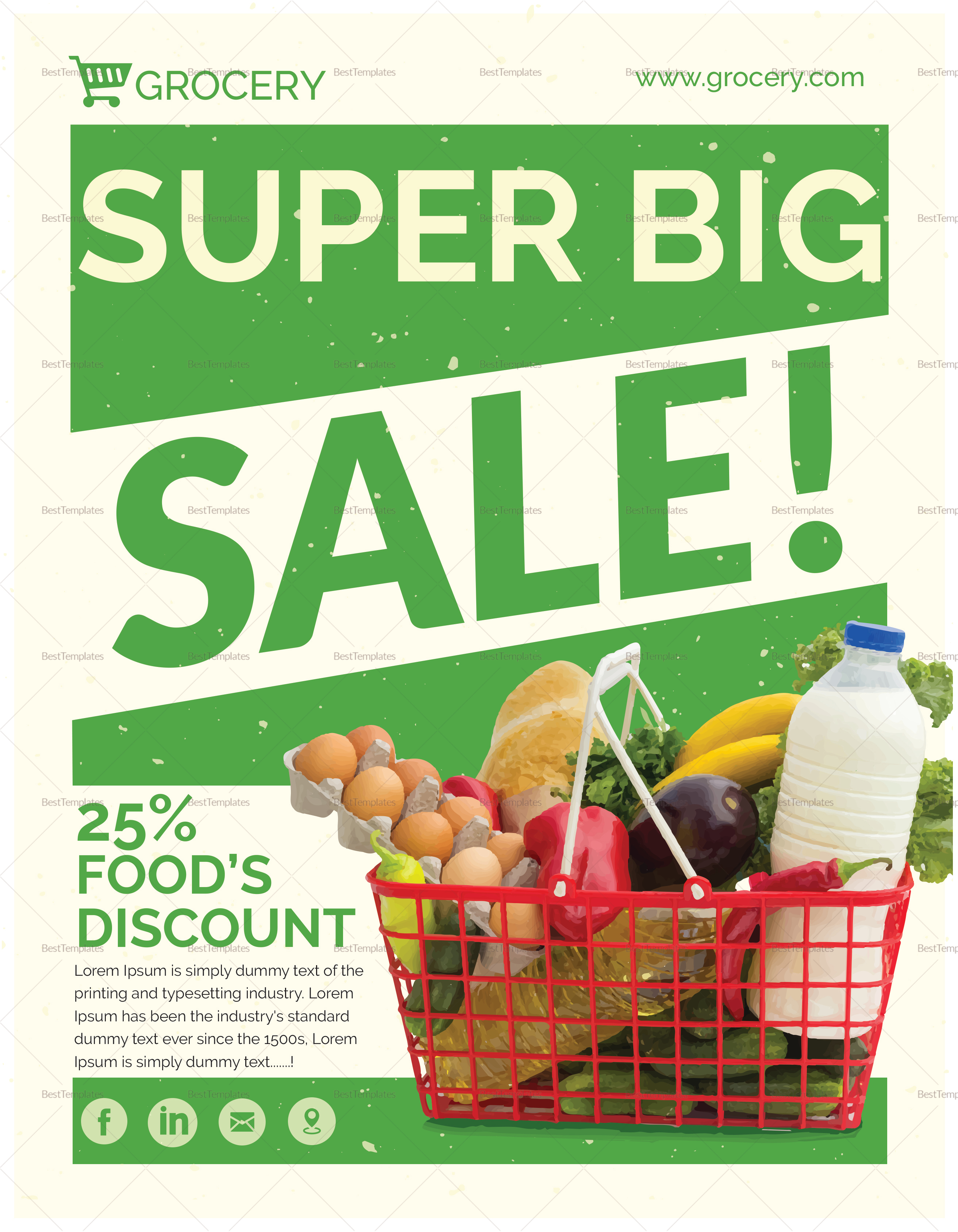 Grocery Sale Flyer Design Template in PSD, Word, Publisher, Illustrator