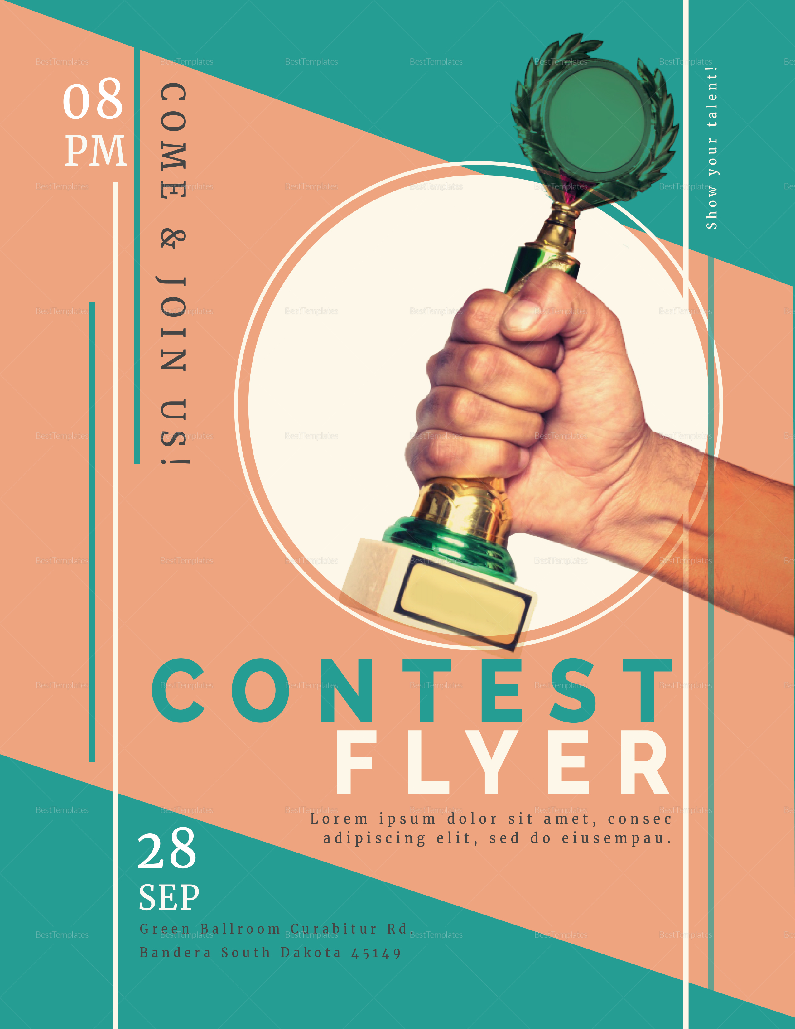 Prize Contest Flyer Design Template In PSD Word Publisher 