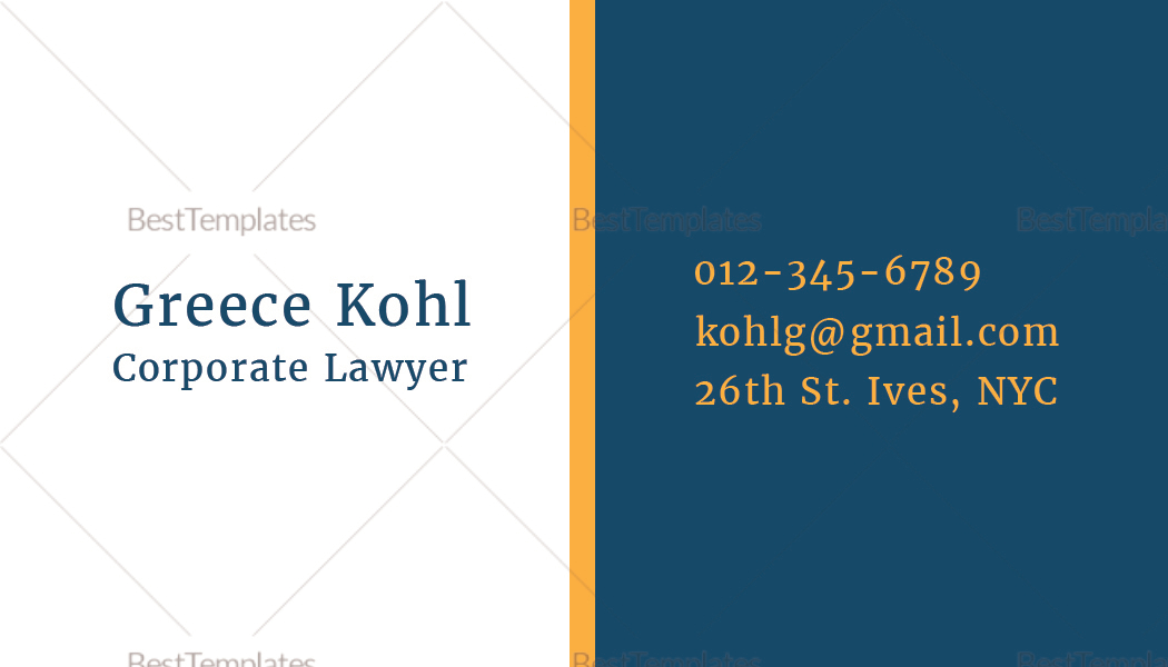 Lawyer Business Card Design Template in PSD, Word, Publisher