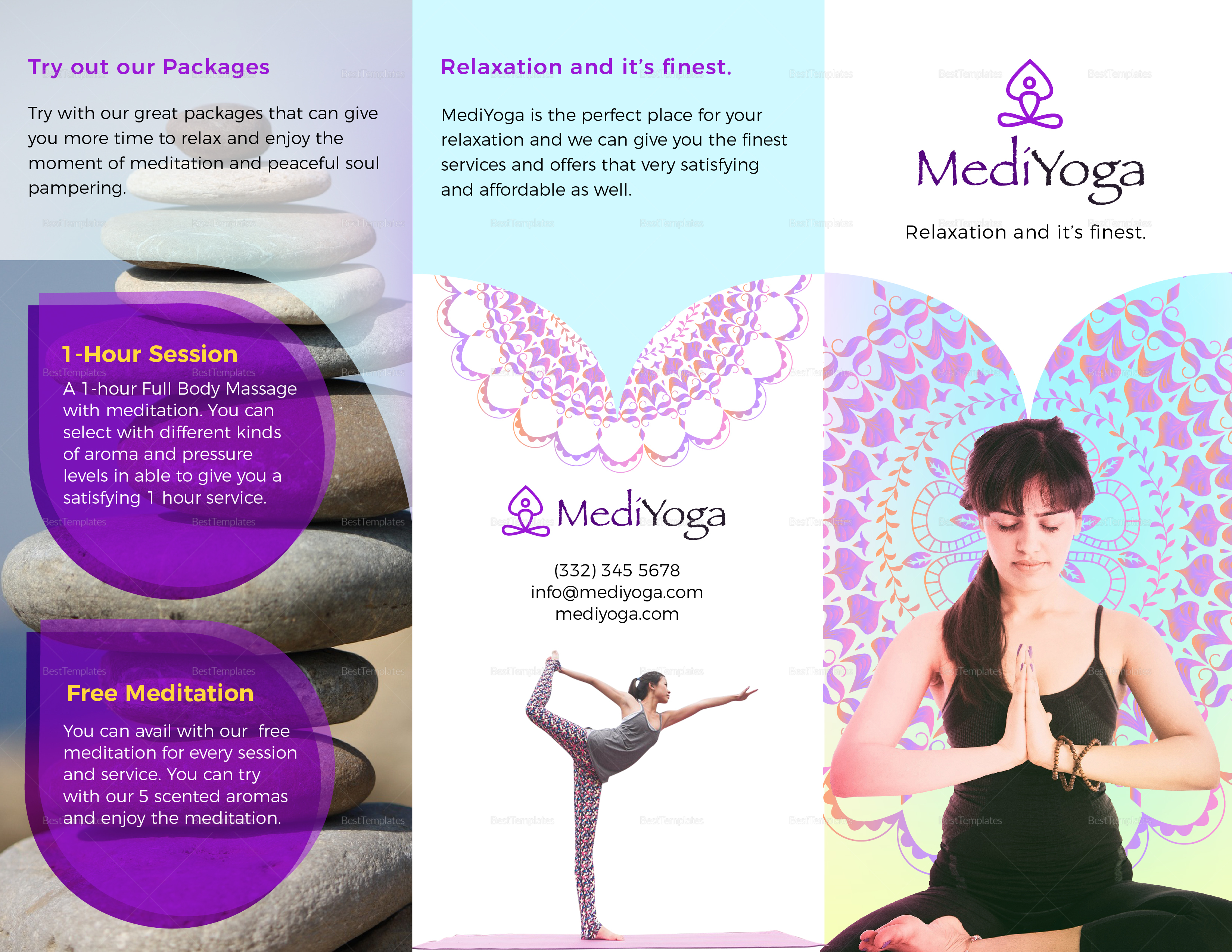 yoga class brochure design template in illustrator psd yoga brochure