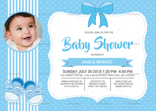 Baby Shower Blue Invitation Card Design Template in Word, PSD, Publisher