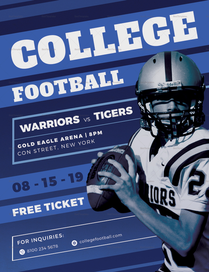 College Football Flyer Design Template in PSD, Word, Publisher ...