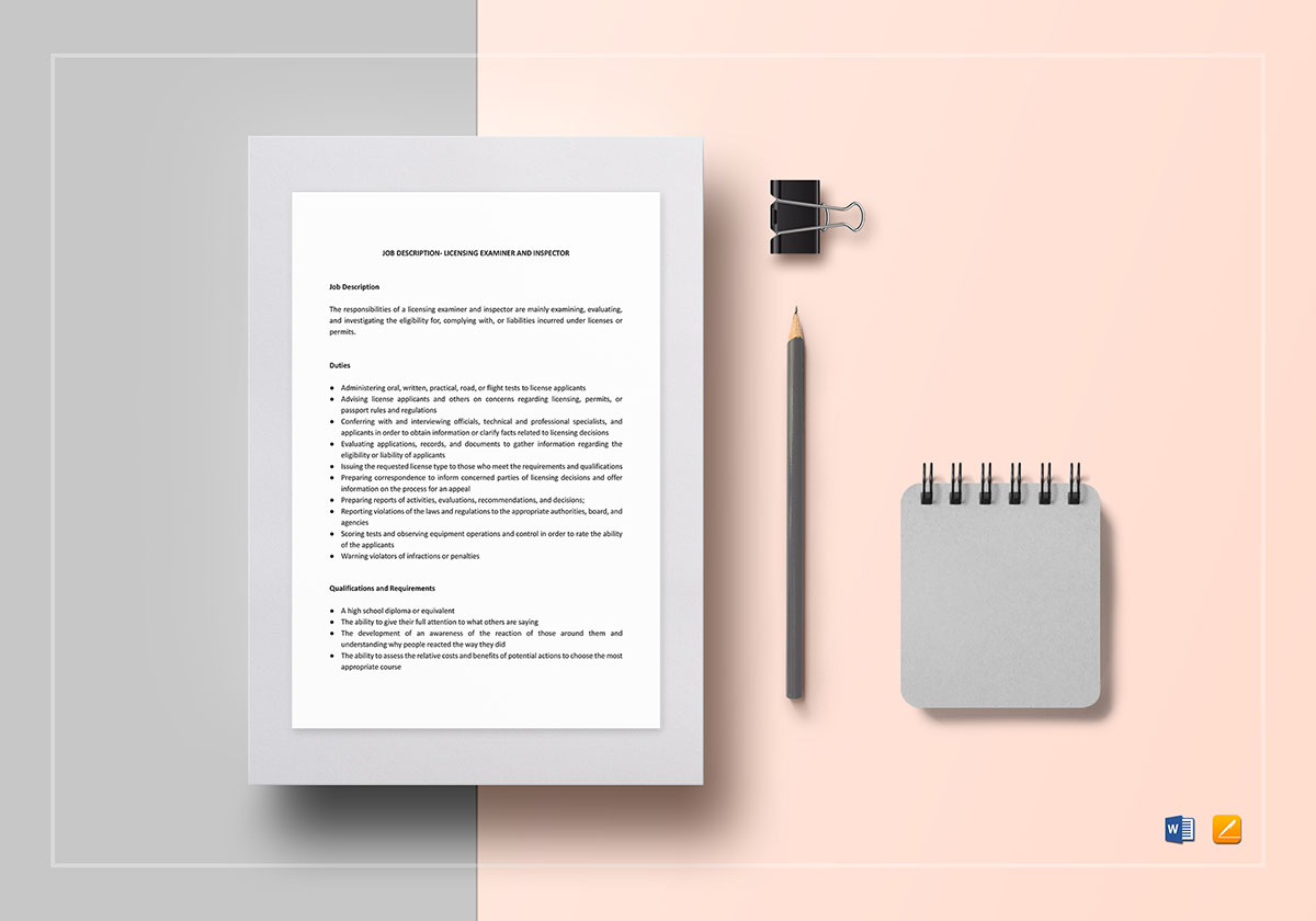 Licensing Examiner and Inspector Job Description Template