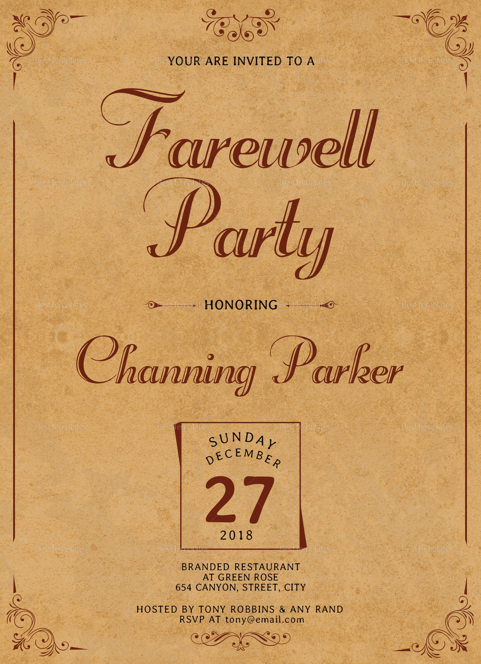 Virtual farewell invite email image
