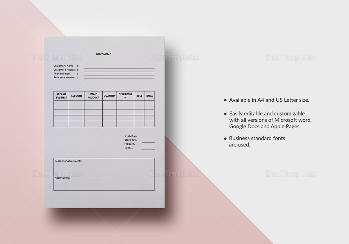 Debit Template Memo