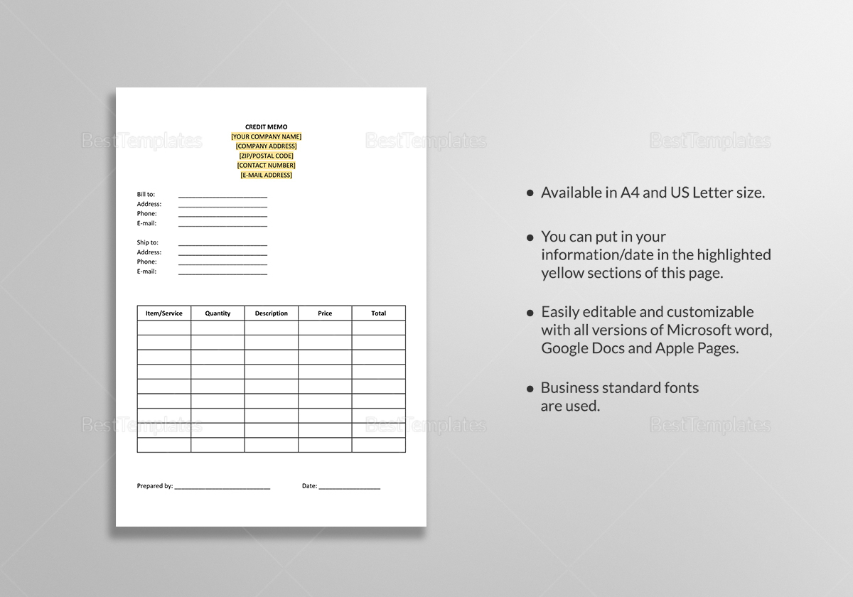 <strong>Credit and Debit Memo Sample</strong> | Apache OpenOffice Templates Credit memo form template