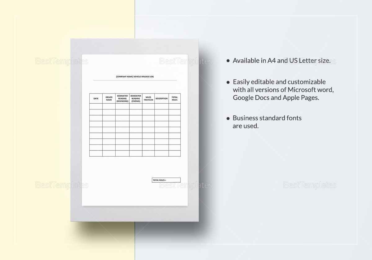 Vehicle Mileage Log Template