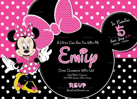 Special Minnie Mouse Birthday Invitation Design Template in PSD, Word ...