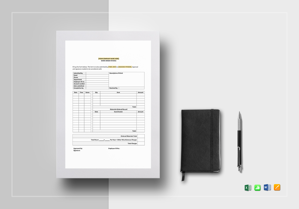 Work Order Invoice Template 