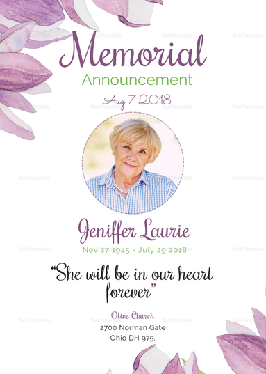 Classic Funeral Invitation Design Template in Word, PSD, Publisher