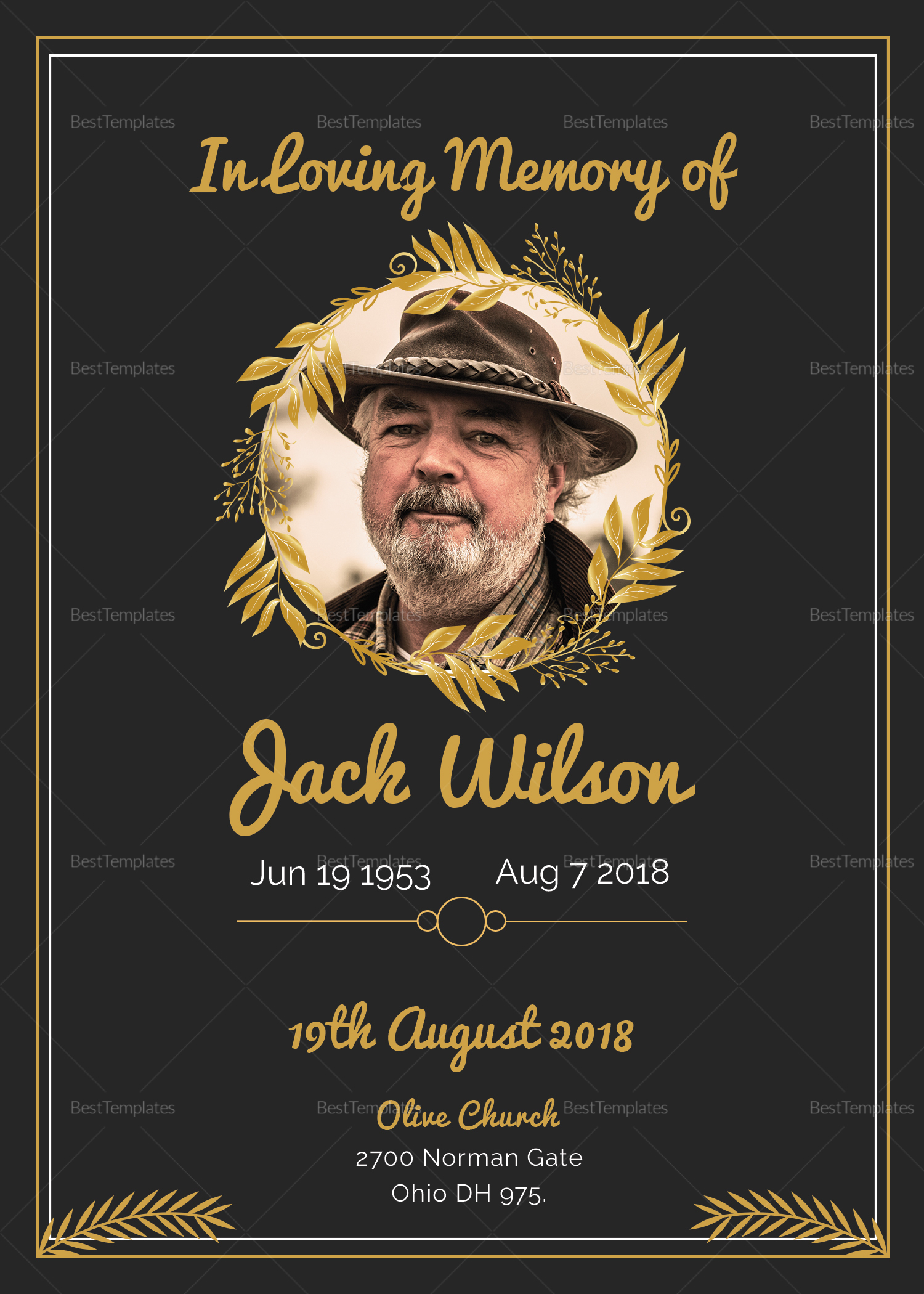 Funeral Invitation Card Design Template In Word PSD Publisher