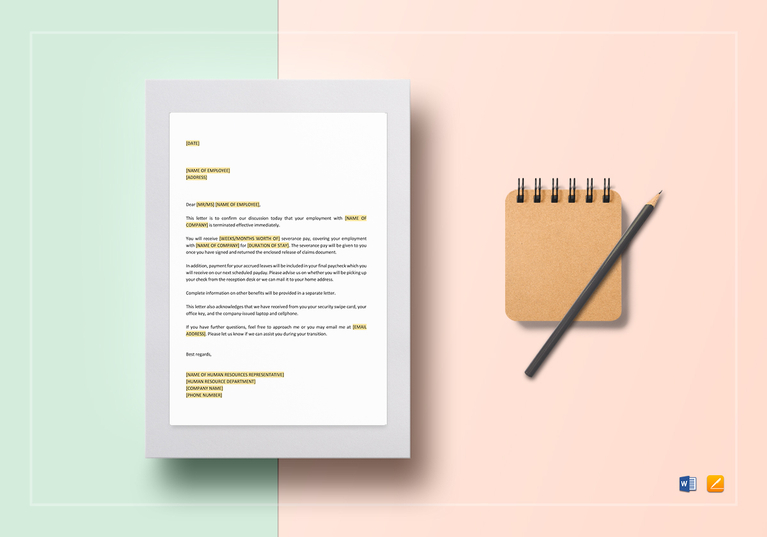 Employee Dismissal Letter Template In Word Google Docs Apple Pages
