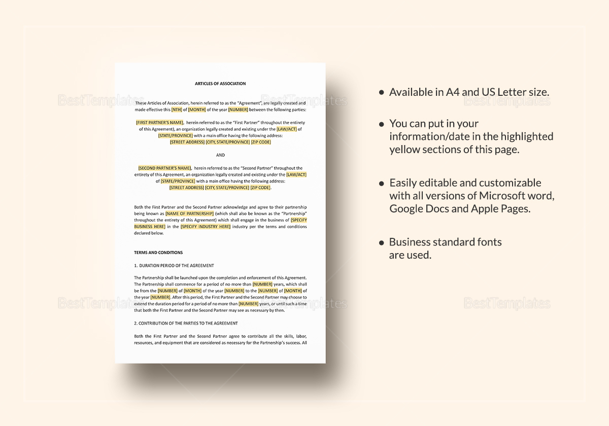 Articles of Association Template