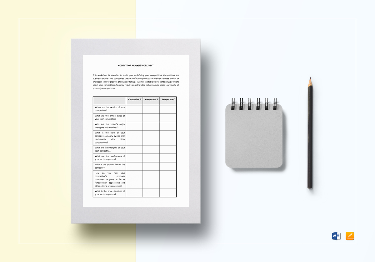 Worksheet Competitor Analysis Template