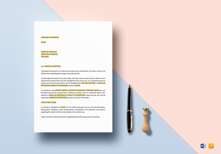 Demotion Letter Template in Word, Google Docs, Apple Pages