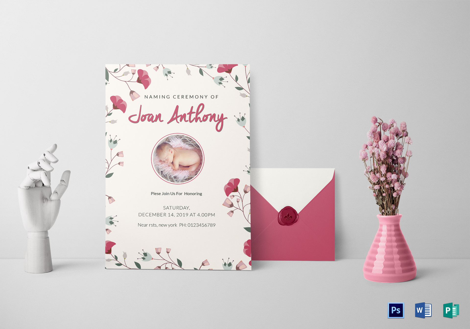 Happiest Naming Ceremony Invitation Design Template in PSD, Word, Publisher